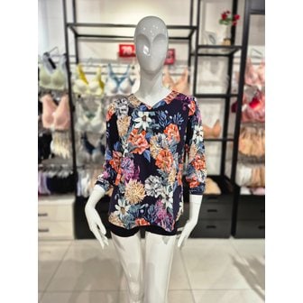 비너스 [시흥점] S 와코루) 나일론 스판 큰 꽃 나염 홈웨어 상의 [WPA340WS-NB]