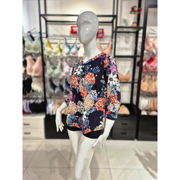 [시흥점] S 와코루) 나일론 스판 큰 꽃 나염 홈웨어 상의 [WPA340WS-NB]