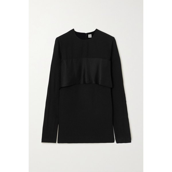 새틴 트림 크레이프 블라우스 1647597321551508