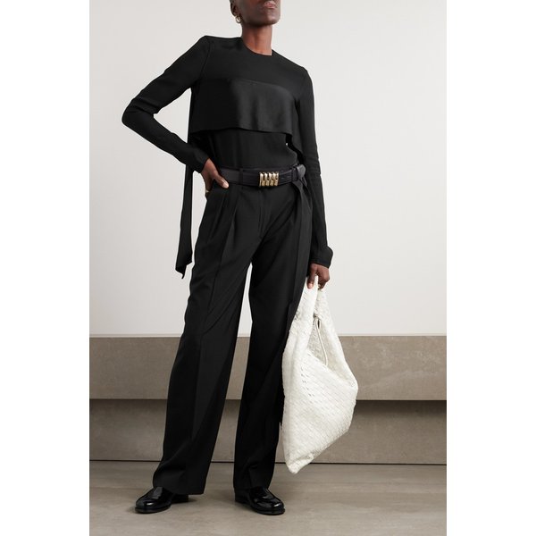 새틴 트림 크레이프 블라우스 1647597321551508