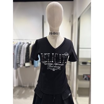 에고이스트 [여주점] 브이넥 레이스 패치 반팔티셔츠 ES2OTH54