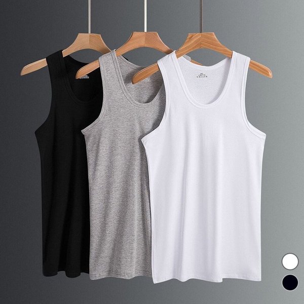 여름 남자 베이직 심플 무지 라운드 나시 티 OC-TS5-SWFGFRYE