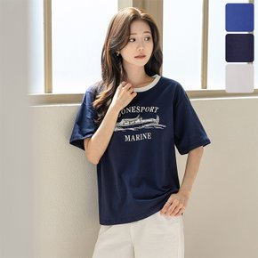 마린즈 배색 프린팅 반팔 티셔츠