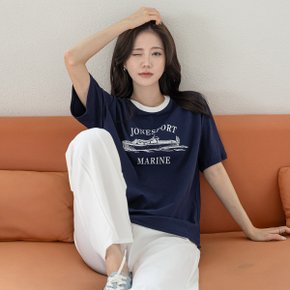 마린즈 배색 프린팅 반팔 티셔츠