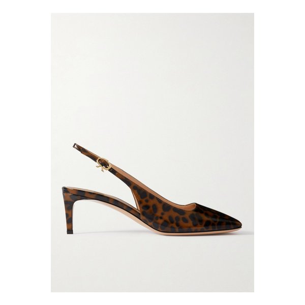 뉴이트 레오파드 프린트 글로스 가죽 슬링백 펌프스 55mm 1647597337685515