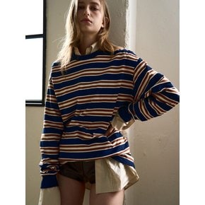 OVERSIZE STRIPE T-SHIRT_ NAVY