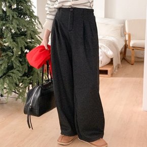 여자 핀턱 와이드핏 울팬츠 뒷밴딩 루즈핏 기모 바지