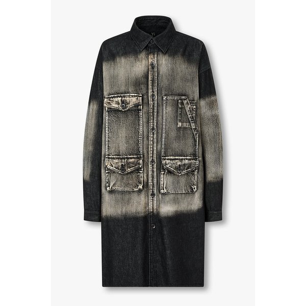 [Y`s]가먼트다잉 포켓 데님 셔츠 코트 6615305201000