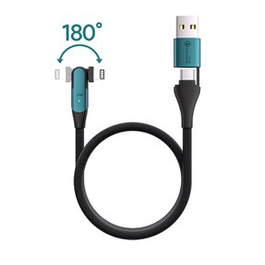 아이퀸 고속 충전 2in1 180도 회전 USB3.0 + C타입 to 8pin 패브릭 케이블