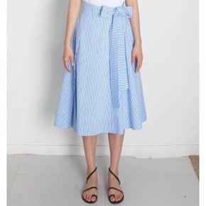 Belted Midi Skirt (Blue Check)