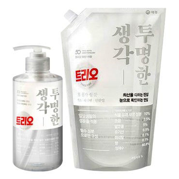  트리오 투명한생각 주방세제(용기500ml + 리필1L)