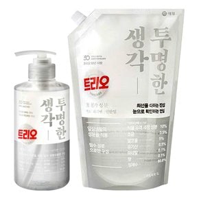 트리오 투명한생각 주방세제(용기500ml + 리필1L)