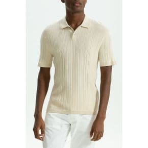 4794288 Theory Damian Variegated Rib Cotton Blend Polo Sweater