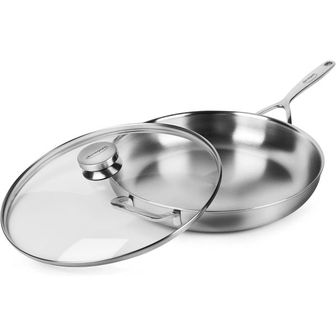  영국 드메이어 프라이팬 Demeyere 5Plus 12.5 Fry Pan Skillet with Glass Lid 5Ply 스테인리스