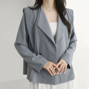 내추럴 노카라 핀턱 더블버튼 빅사이즈 여성 스프링 자켓_P356263051