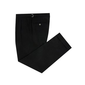 seersucker two tuck adjust pants (Black)