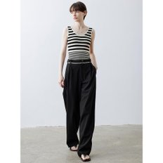 TG_White line wide pants_BLACK