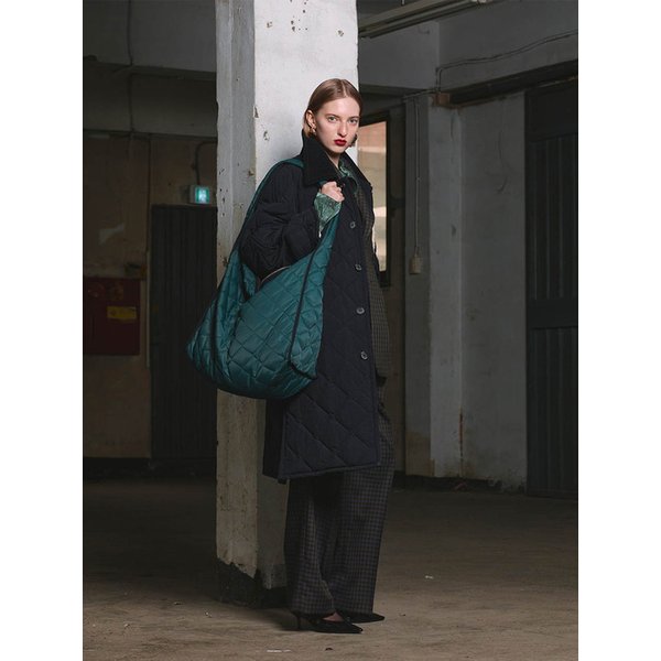 CYAN QUILTED NYLON MAXI BAG