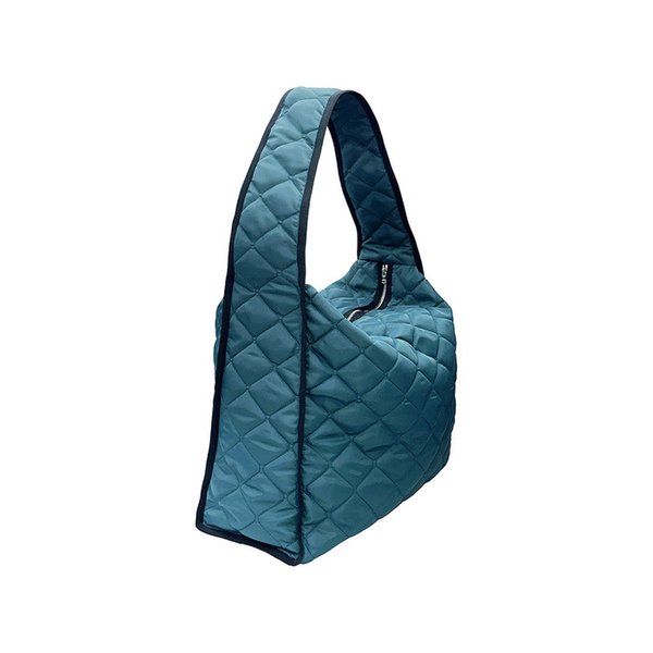 CYAN QUILTED NYLON MAXI BAG