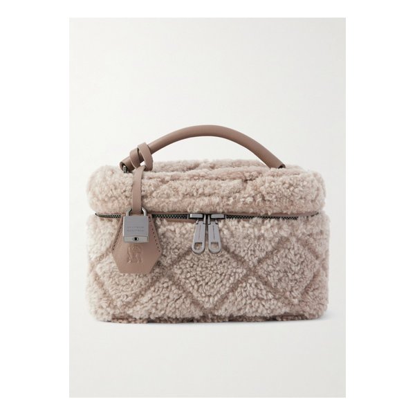 브루넬로쿠치넬리 가죽 트리밍 시어링 토트 라이트 브라운 46376663162935668