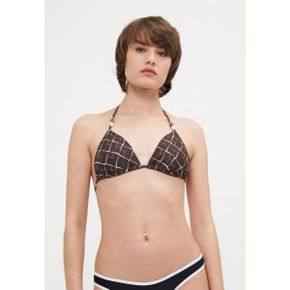 Abercrombie  Fitch 애버크롬비 앤 피치 홀터 스트링 트라이앵글 라인 비즈 - 비키니 탑 브라운