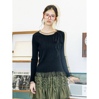 던드롭 DD_Mesh bow knit top_3color