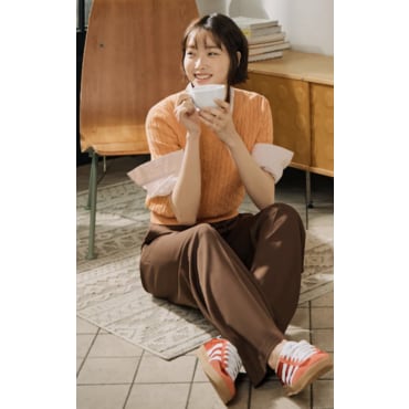 빈폴레이디스 드로우 스트링 세미 와이드 팬츠 - 브라운 BF5321C01D