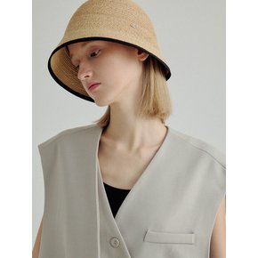 Line raffia bucket hat_3color