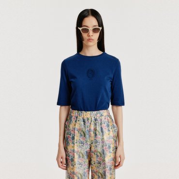 EENK YOL Lace Trimed T-Shirt - Navy