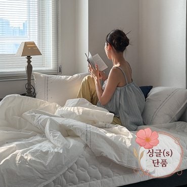 클라르하임 브리엘 60수 고밀도 워싱 면 자수 슬림차렵라이트 S(싱글)