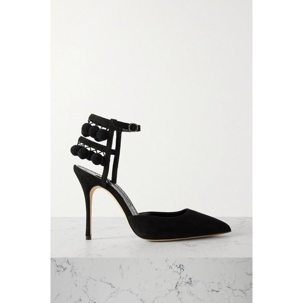 투무사미 폼폼 장식 스웨이드 펌프스 105mm 블랙 1647597320956157