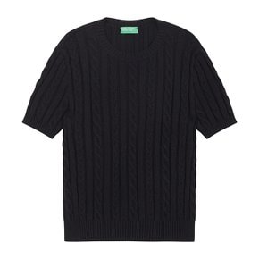 Cable short sleeve sweater_122PD10C7700