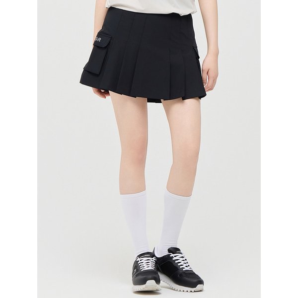 여성 에센셜 폴리스판 카고포켓 플리츠 큐롯 블랙