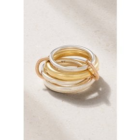 Cici Set Of Four 18-karat Yellow And Rose Gold And Sterling Silver Rings 골드