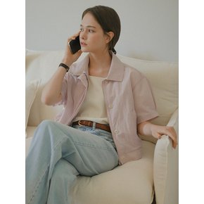 Minimal collar half blouson_Pink