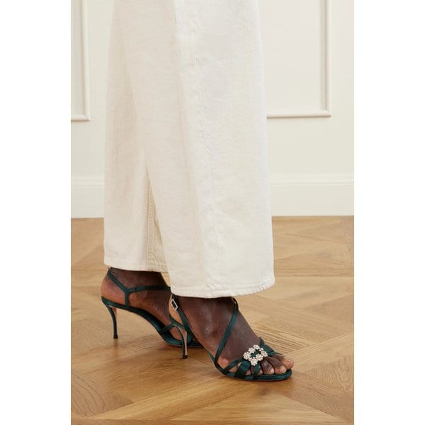 에플로레센스 크리스탈 장식 새틴 샌들 46376663162990088