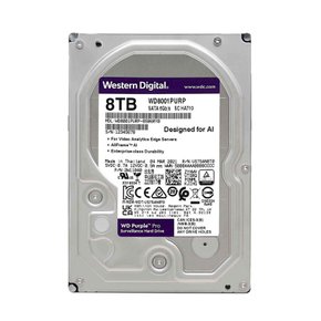 웨스턴 디지털 WD 퍼플 프로 HDD 8TB CMR 3.5 SATA 7200rpm 256MB WD8001PURP-EC 웨스턴