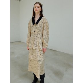 Dot print long dress_Beige