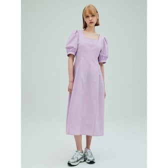 오프닝선샤인 Square-neck puff sleeve flare dress_Lavender