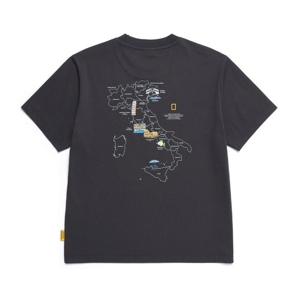 [부산점] N252UTS092 092 내셔널지오그래픽 크로우 유니 COOL MAX 월드맵 그래픽 베이직핏 반팔 티셔츠