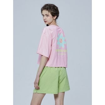 레이지비 [SET] 시그니처 여성 크롭 반팔 래쉬가드 세트 핑크