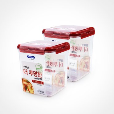 너만아는잡화점 코멕스 더 투명한 김치통 정사각 3.5L x 2개