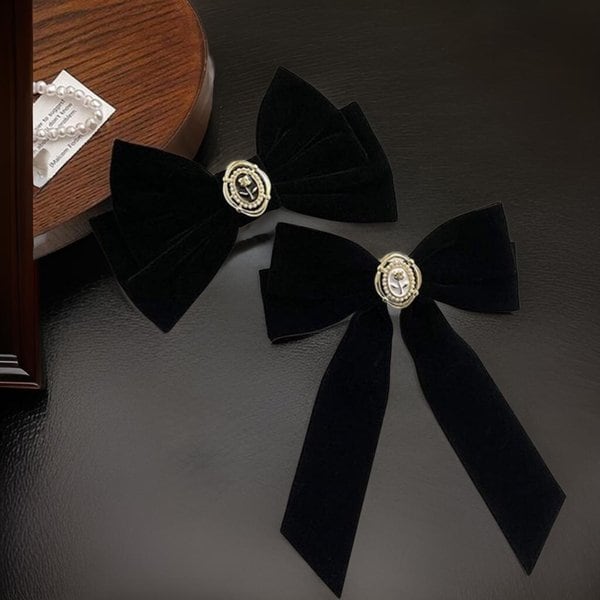 [옷자락] 여성 리본끈 포인트 벨벳 리본 머리핀