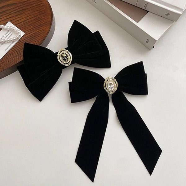 [옷자락] 여성 리본끈 포인트 벨벳 리본 머리핀