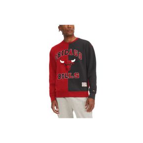 3797715 TOMMY JEANS Mens Tommy Jeans Red/Black Chicago Bulls Keith Split Pullover Sweatshi