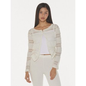 LUCY SHIRRING CARDIGAN - CREAM