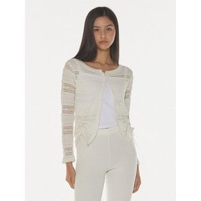 LUCY SHIRRING CARDIGAN - CREAM