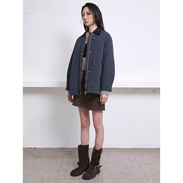 Signature Collar Detail Midi Padded Jacket  Navy (KE5938M04R)