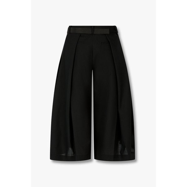 여성 원 턱 와이드 핏 슈팅 팬츠(블랙) 6416111103000