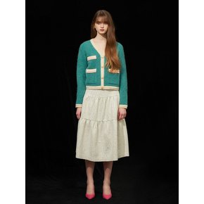 COLOR BLOCK CARDIGAN - GREEN